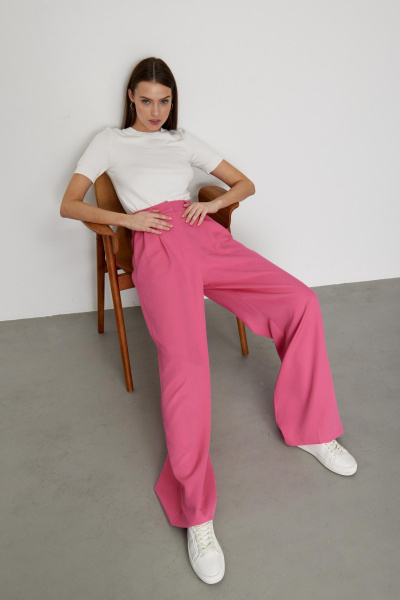 Брюки палаццо (XS, темно-розовый) 